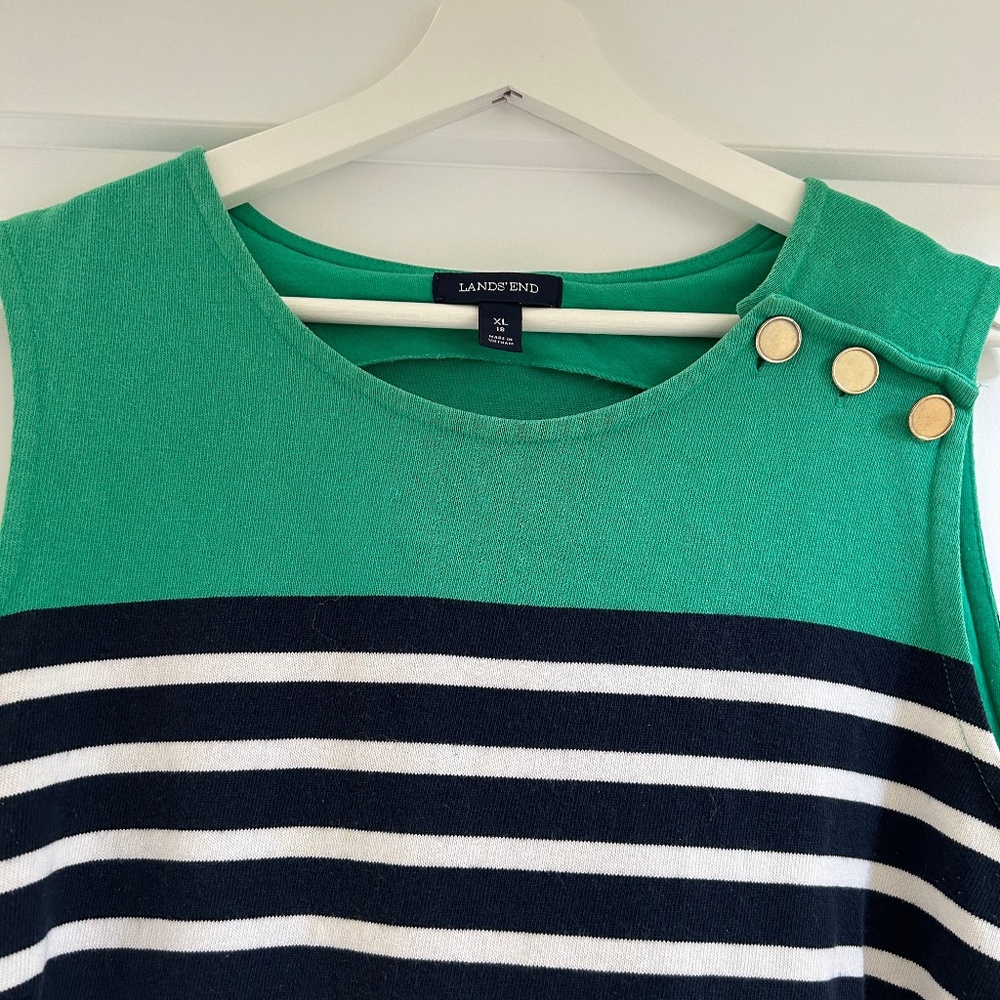 Lands End Women's Sleeveless Striped Dress